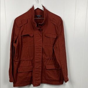 Chadwicks Women's Utility Jacket 1X Rust Hidden Buttons Epaulettes Pockets EUC